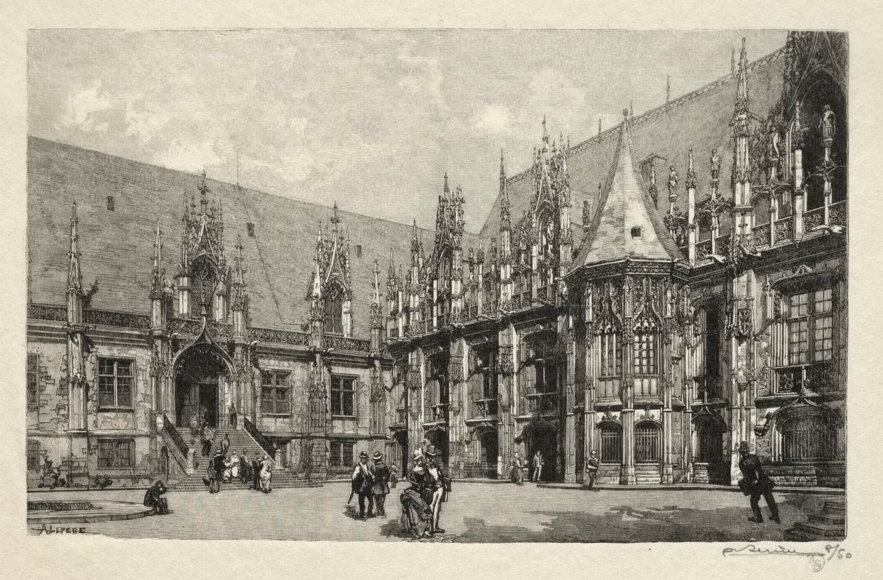Ilustrovaný Rouen: Justiční palác od Auguste Louis Lepère