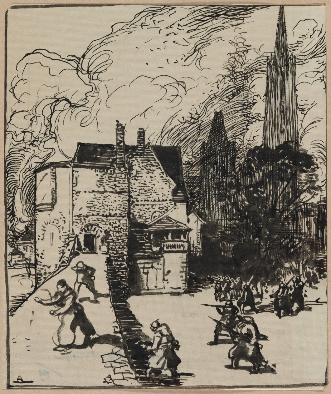 Obléhání Maubeuges, 1914. od Auguste Louis Lepère