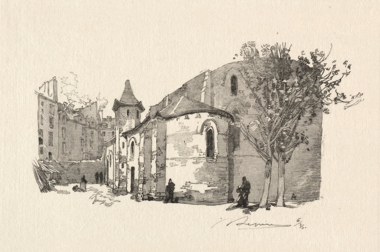 St. Julien le Vauvre, Vnější pohled. od Auguste Louis Lepère