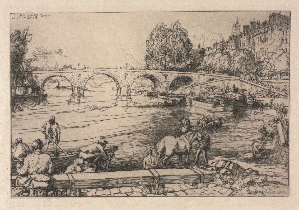 Napajedlo u Marie Bridge od Auguste Louis Lepère