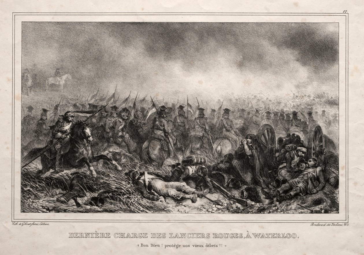 Poslední útok Red Lancerů u Waterloo. od Auguste Raffet