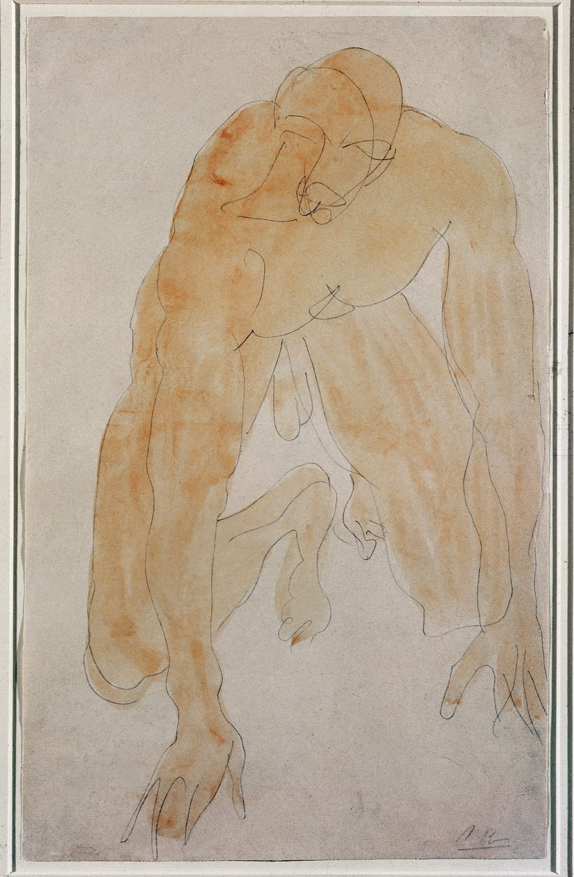 Klečící muž (Akvarel od Auguste Rodin