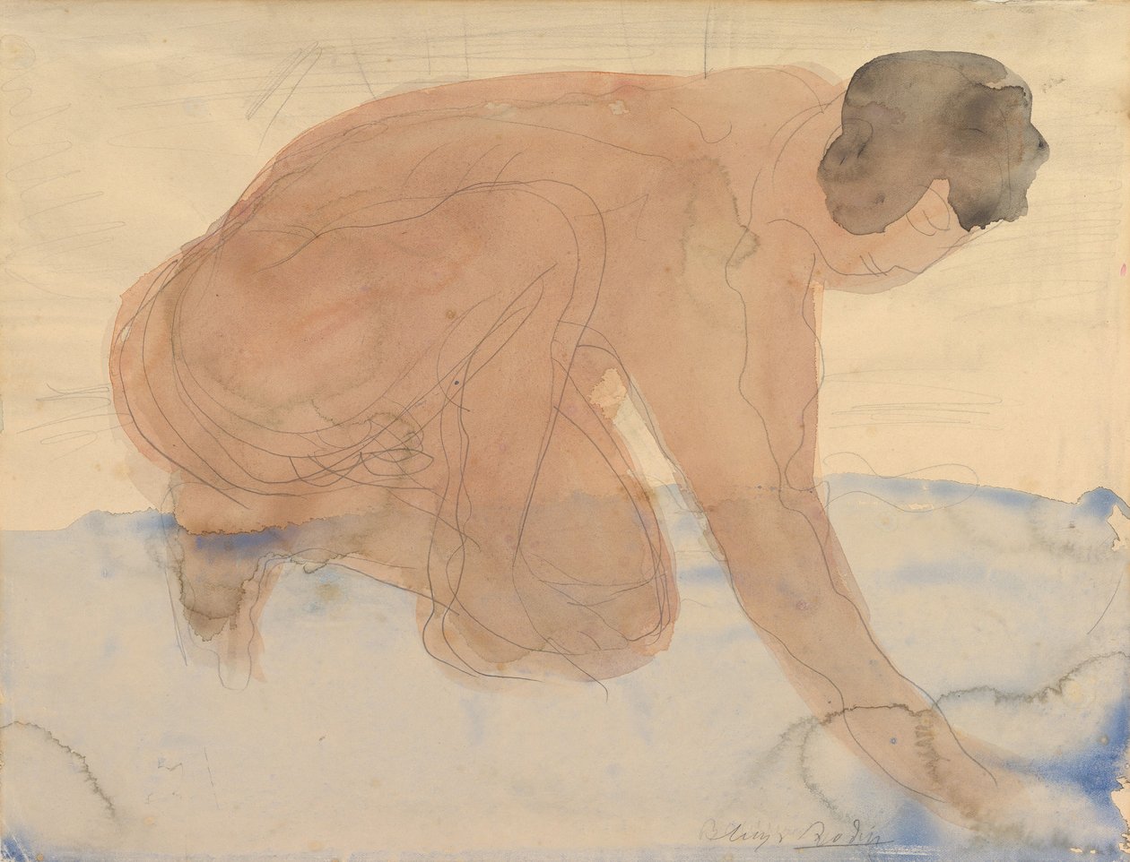 Nahá postava na rukou a kolenou, 1900-1910. od Auguste Rodin