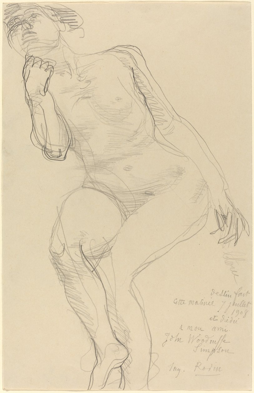 Sedící ženský akt nakloněný doleva od Auguste Rodin