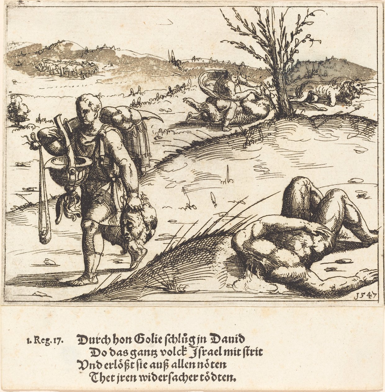 David sťal Goliáše, 1547. od Augustin Hirschvogel