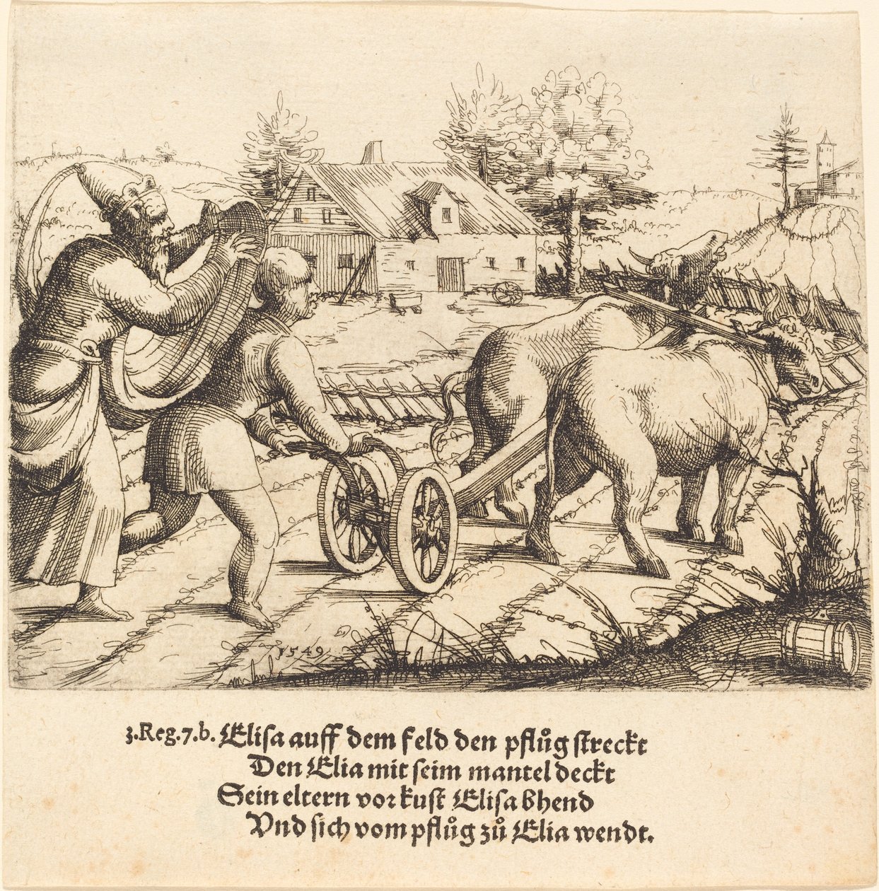 Eliáš pomazává Elíšu, 1549. od Augustin Hirschvogel