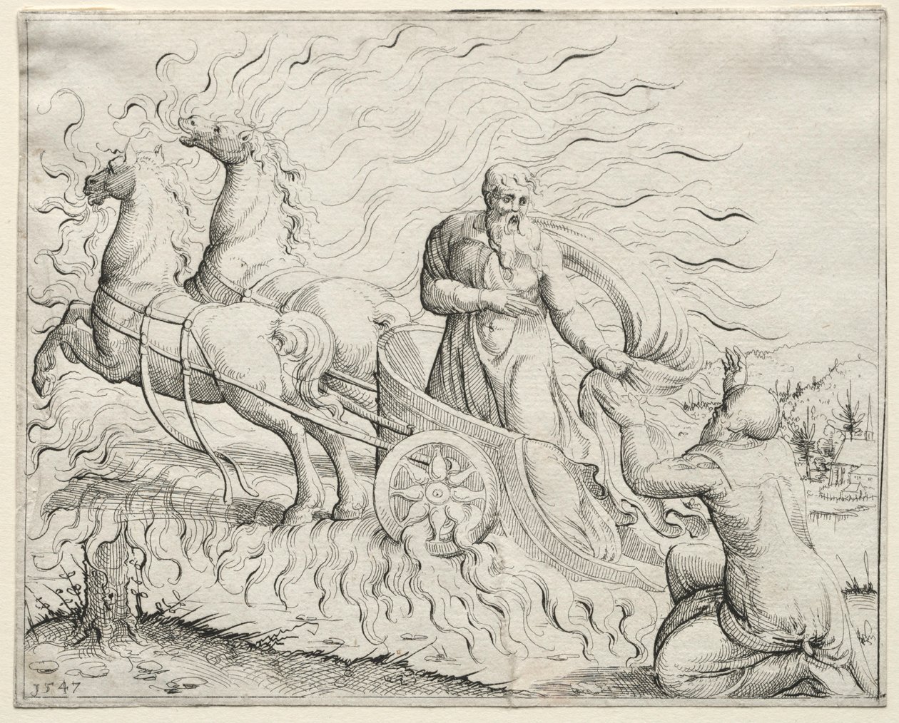 Eliáš vystupuje do nebe, 1547. od Augustin Hirschvogel