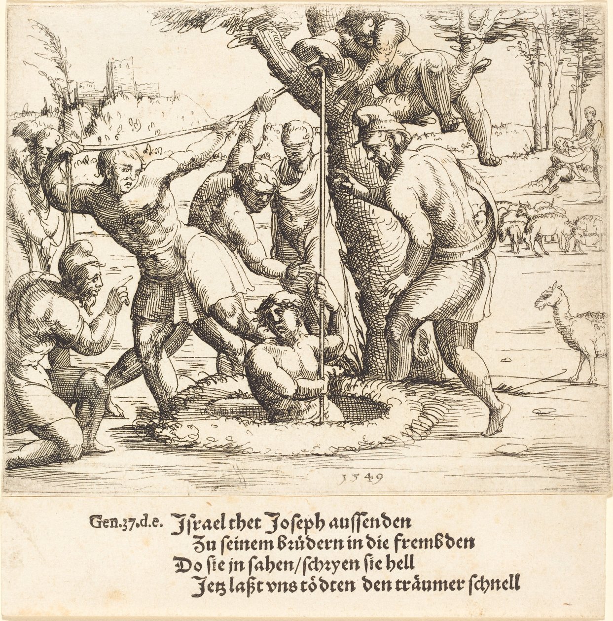 Joseph hozen do studny, 1549. od Augustin Hirschvogel
