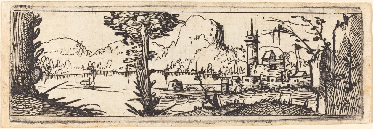 Krajina s jezerem a městem, 1545. od Augustin Hirschvogel