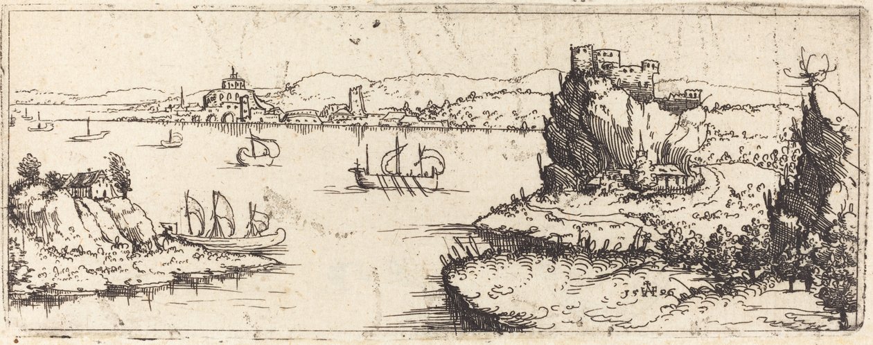 Krajina s plachetnicemi [spodní deska], 1546. od Augustin Hirschvogel