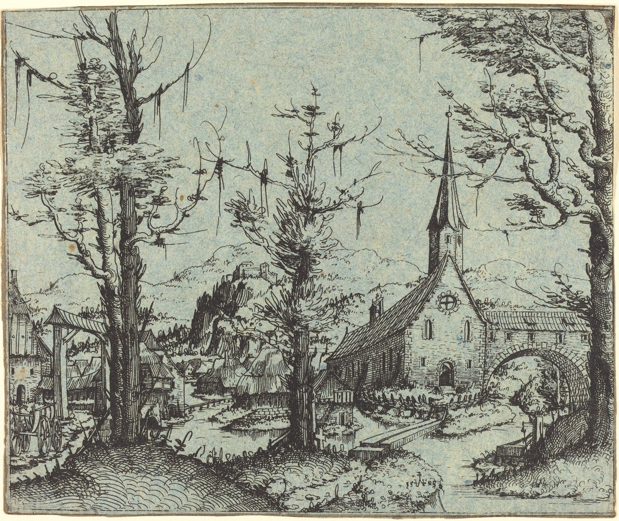 Krajina s vesnickým kostelem, 1545. od Augustin Hirschvogel