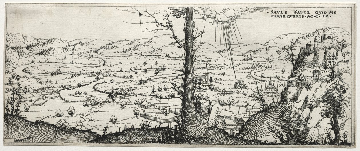 Krajina s konverzí saulus, 1545. od Augustin Hirschvogel