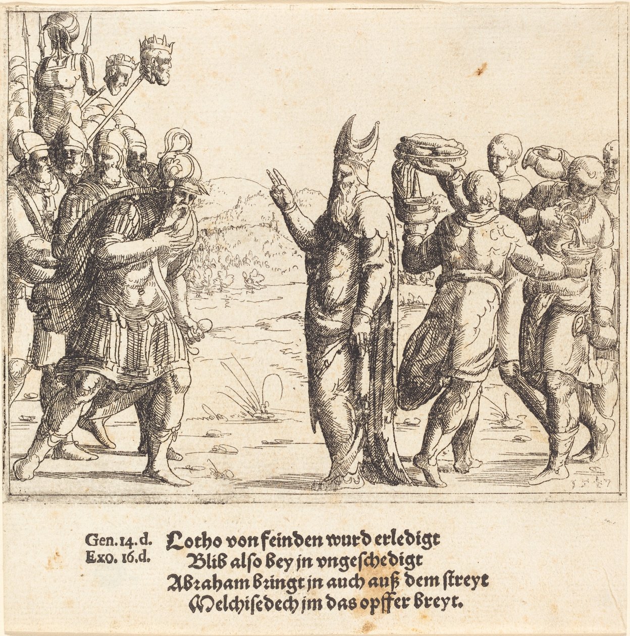 Melchizedek s chlebem a vínem od Augustin Hirschvogel