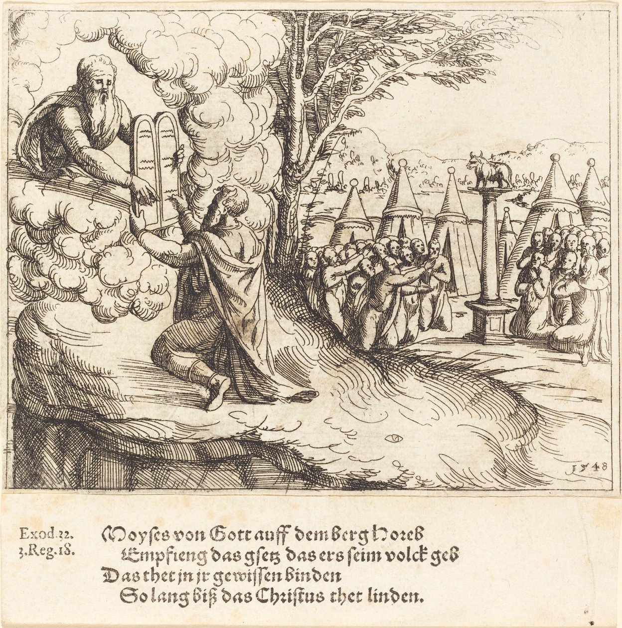 Mojžíš přijímá tabulky, 1548. od Augustin Hirschvogel