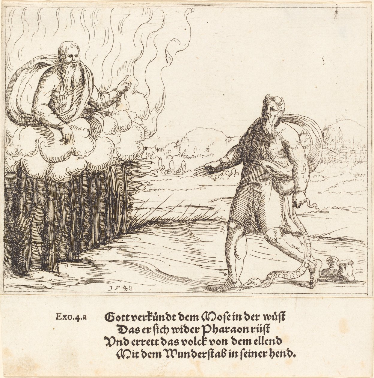 Mojžíš a had, 1548. od Augustin Hirschvogel