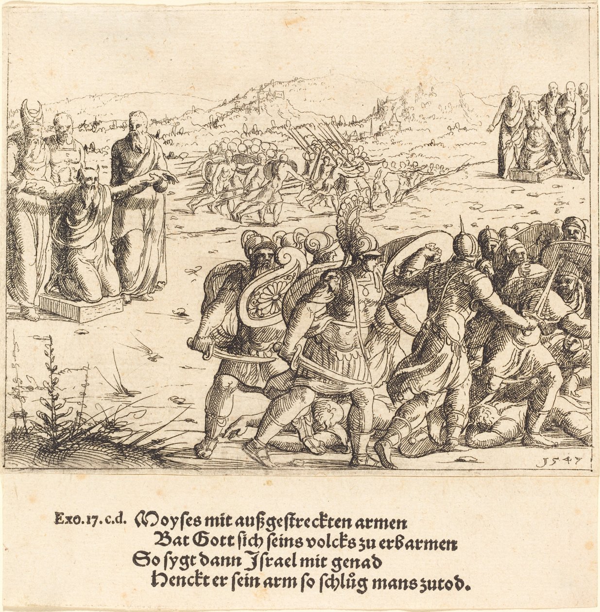 Mojžíš s nataženýma rukama, 1547. od Augustin Hirschvogel