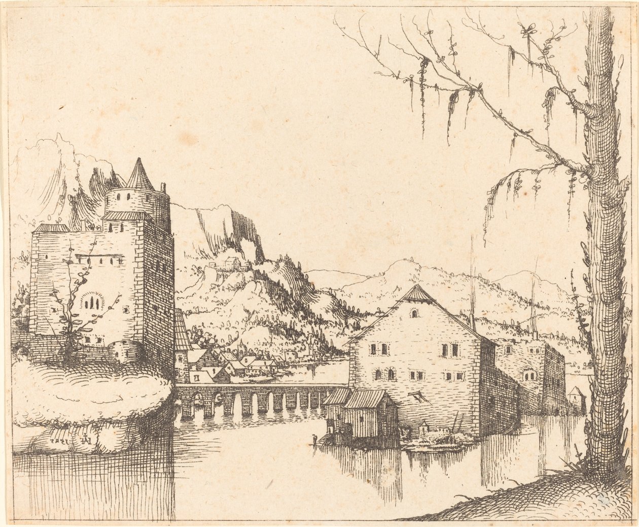 Říční krajina s ostrovními domy, 1545. od Augustin Hirschvogel