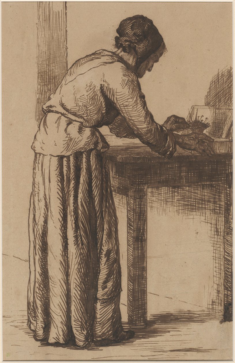 Stará žena pracující od Augustin Théodule Ribot