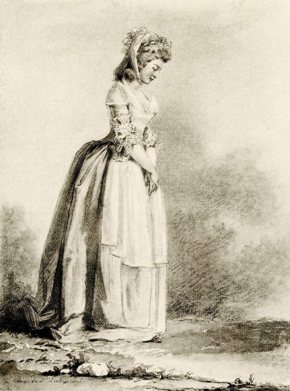 Studie mladé dámy od Augustin de Saint Aubin