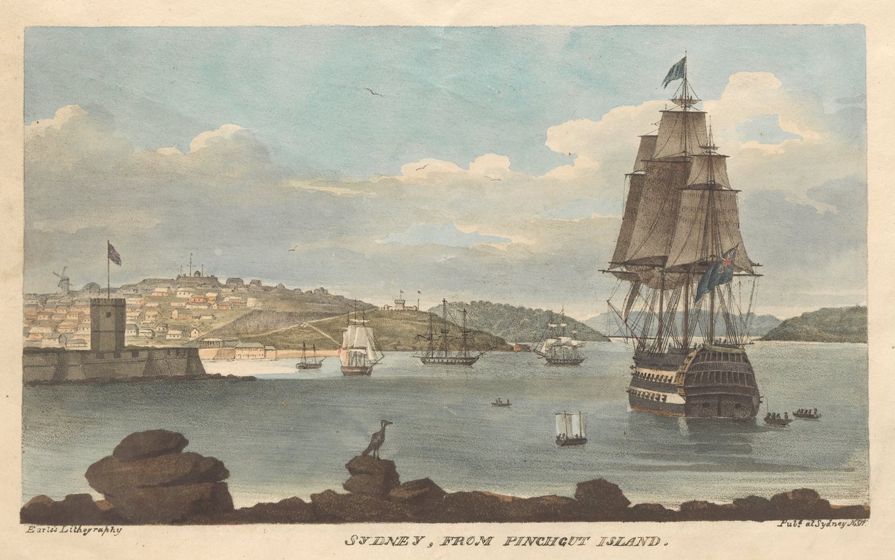 Sydney z ostrova Pinchgut od Augustus Earle