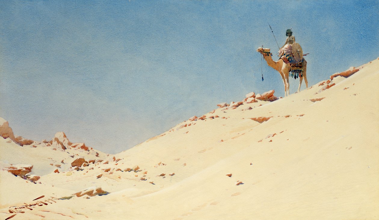 The Desert Warrior, cca 1900 wc a tužka na papíře od Augustus Osborne Lamplough