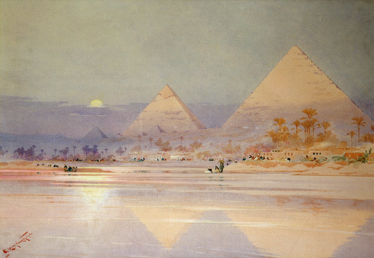 Pyramidy za soumraku (wc na papíře) od Augustus Osborne Lamplough