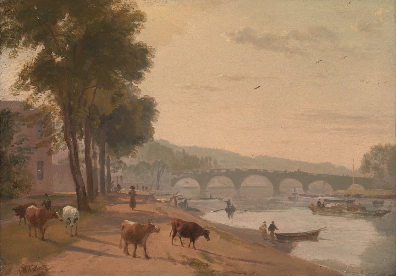 Pohled na most Richmond Bridge na Temži od Augustus Wall Callcott