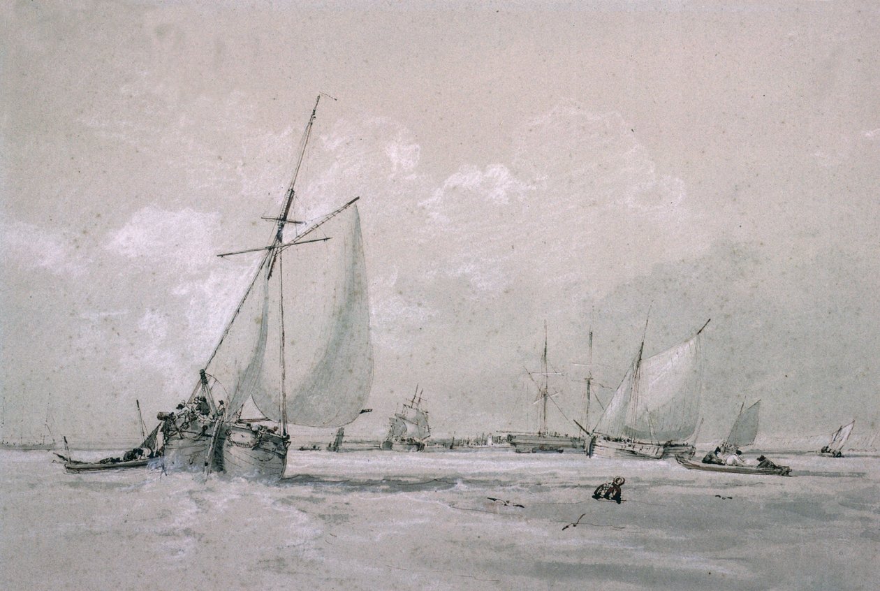 Fishing Smack Ležící (kresba) od Augustus Wall Callcott