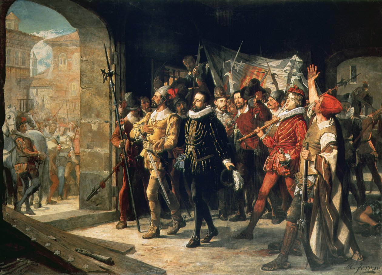 Antonio Perez (1540-1611) propuštěn z vězení rebely v roce 1591 od Augustus or Augusto Ferran