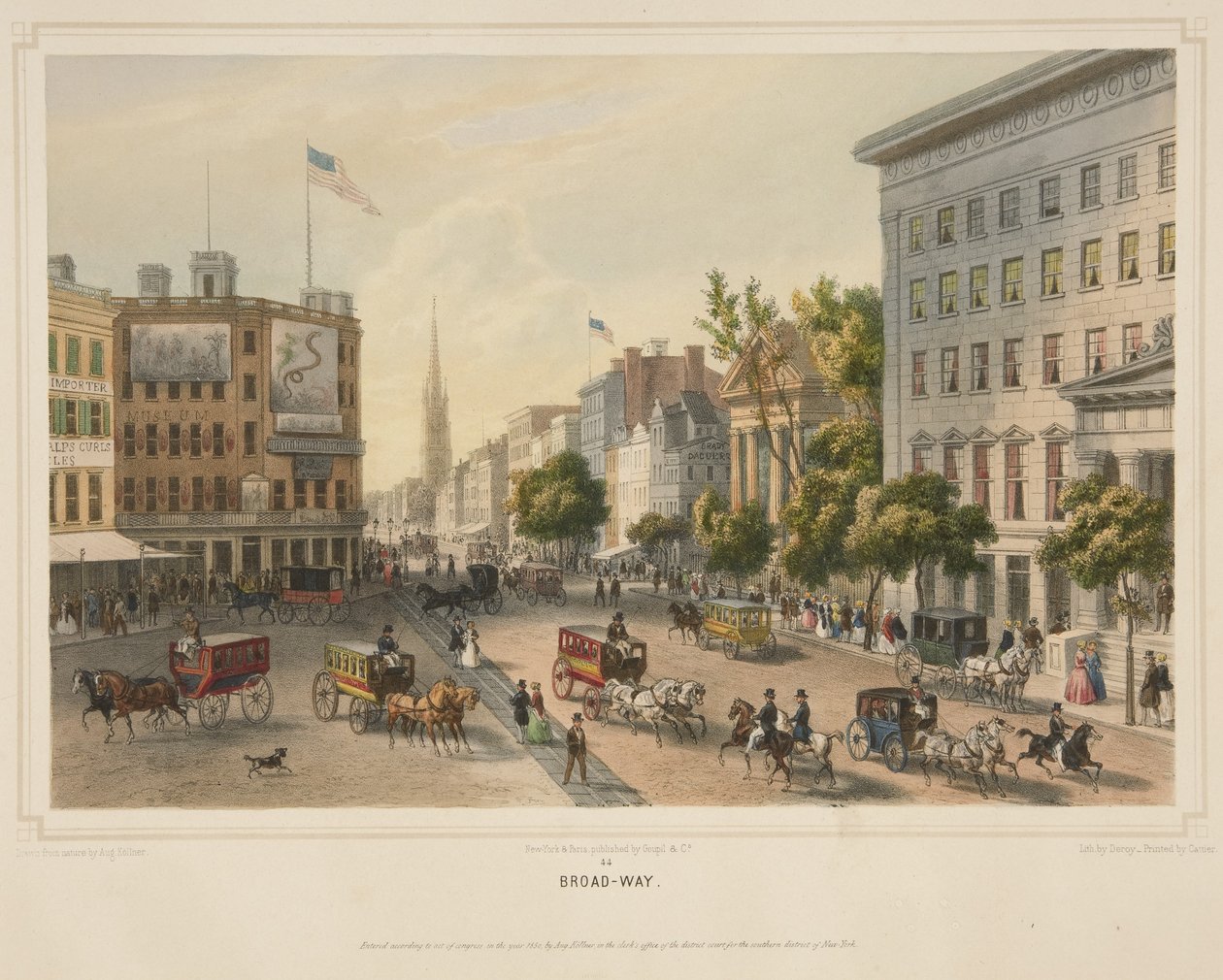 Broad-Way, hospoda. 1850 (barevné lito) od Augustus (after) Kollner