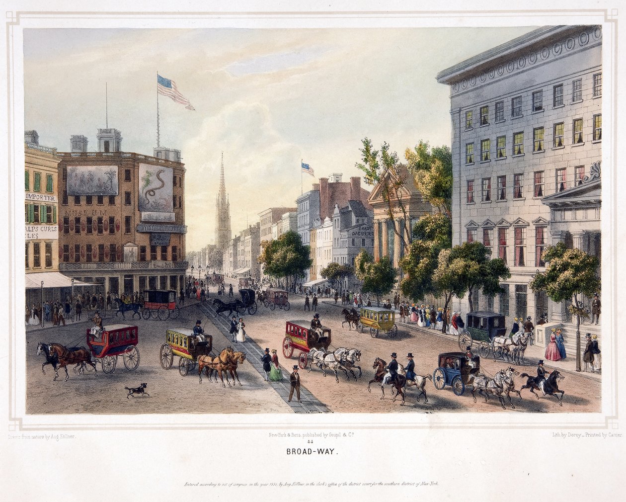 Broad-Way, hospoda. 1850 (barevné lito) od Augustus (after) Kollner