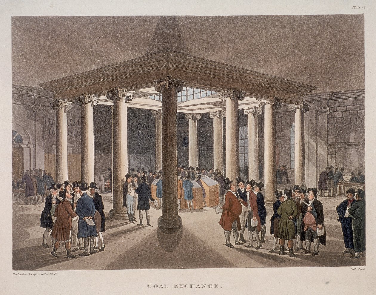 Coal Exchange, Londýn, 1808 od Augustus Charles Pugin, Thomas Rowlandson