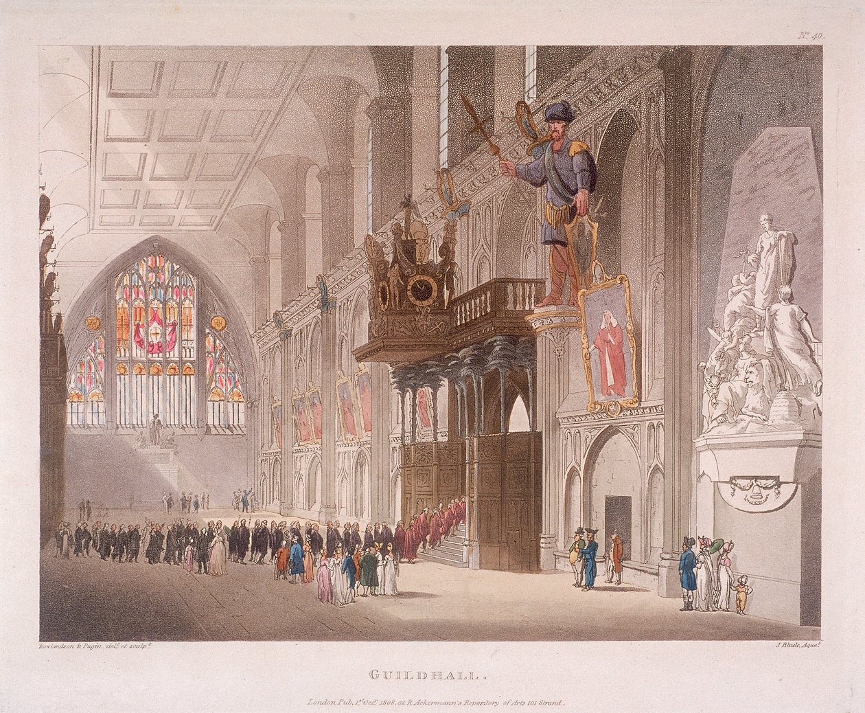 Guildhall, Londýn, 1808 od Augustus Charles Pugin, Thomas Rowlandson