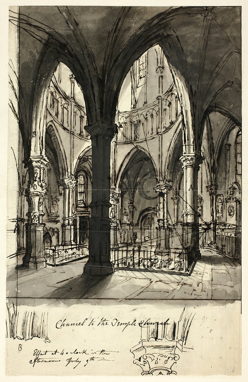 Kněžiště do chrámového kostela od Augustus Charles Pugin