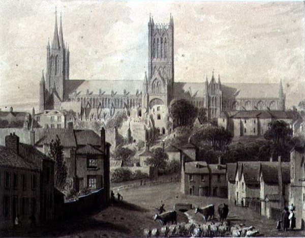 Lincolnská katedrála z jihu od Augustus Charles Pugin