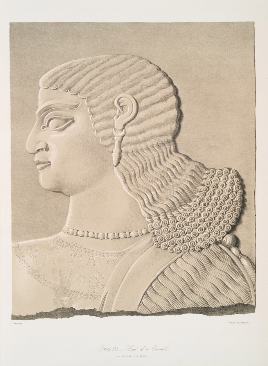 Hlava eunucha, 1849 od Austen Henry Layard