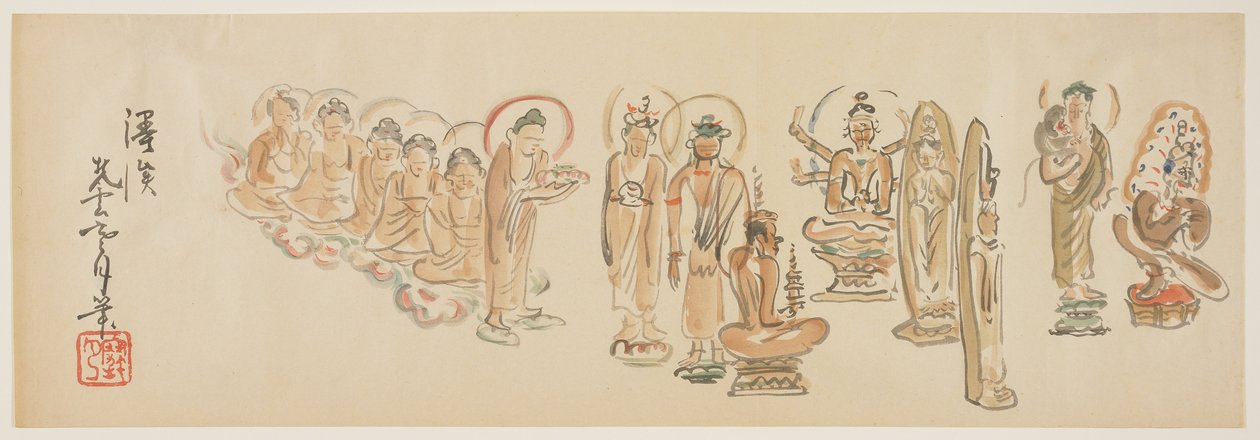 (Karikatury chrámu Asakusa Kannon D), kolem roku 1900 od Awashima Kangestu
