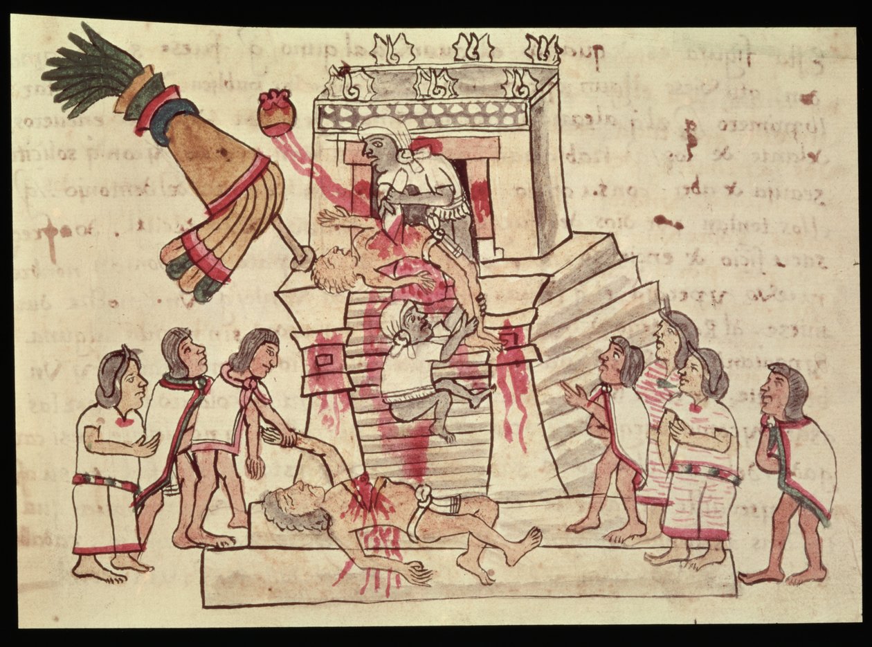 B.R. 232 fol.70r Lidská oběť z Codexu Magliabechiano od Aztec