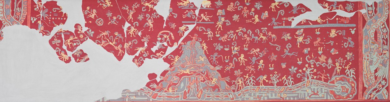 Nebe boha deště, freska Tlalocan (nástěnná malba) od Aztec