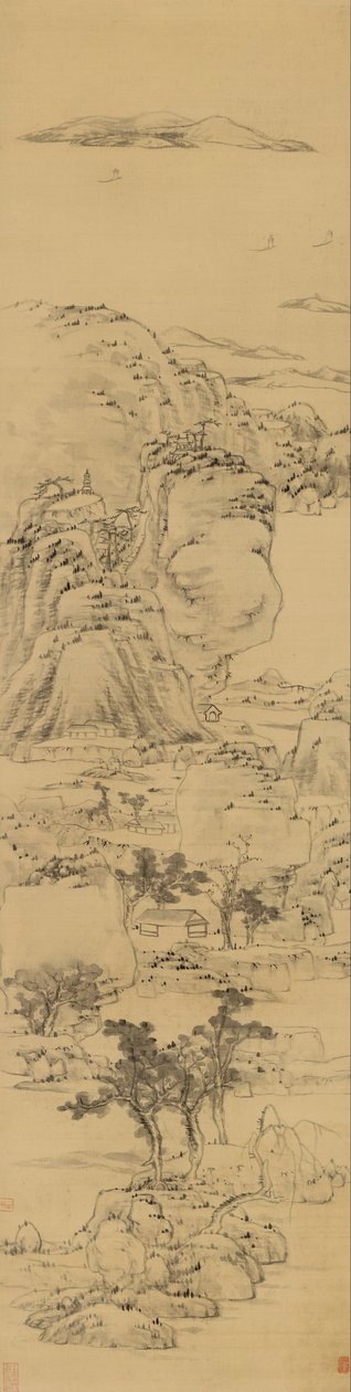 Krajina ve stylu Ni Zan, (1301-1374) od Bada Shanren