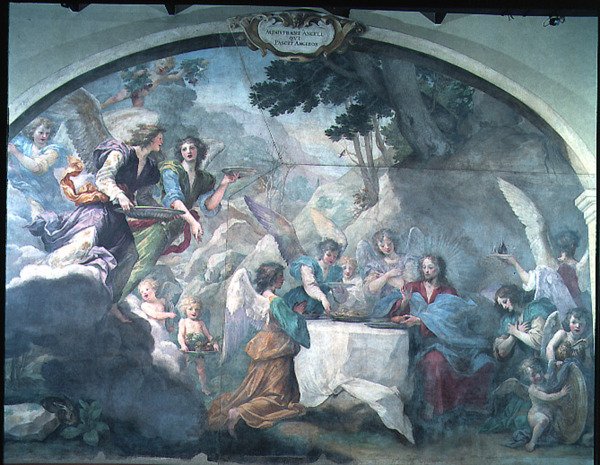 Kristus ve službách andělů od Baldassare  Franceschini