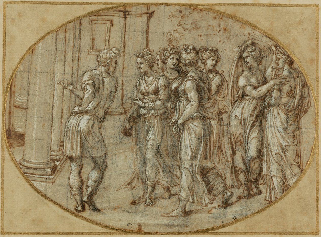 Odysseus a Lykomedovy dcery od Baldassare Peruzzi