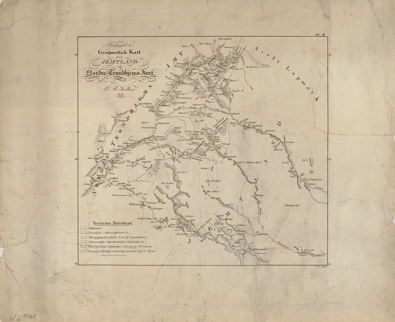 Mapa byla publikována v roce (1831) a ukazuje Jemtland od Baltazar Mathias Keilhau