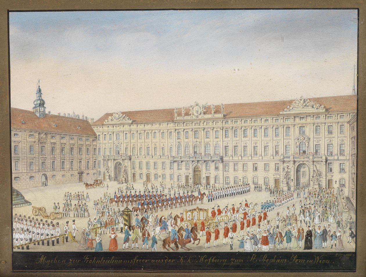 Odjezd na oslavu Božího Těla z k. k. Hofburg do katedrály svatého Štěpána ve Vídni od Balthasar Wigand