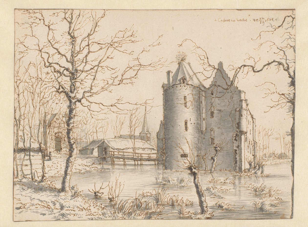 Pohled na hrad Frisselstein, Veghel od Barend Klotz (attributed to)