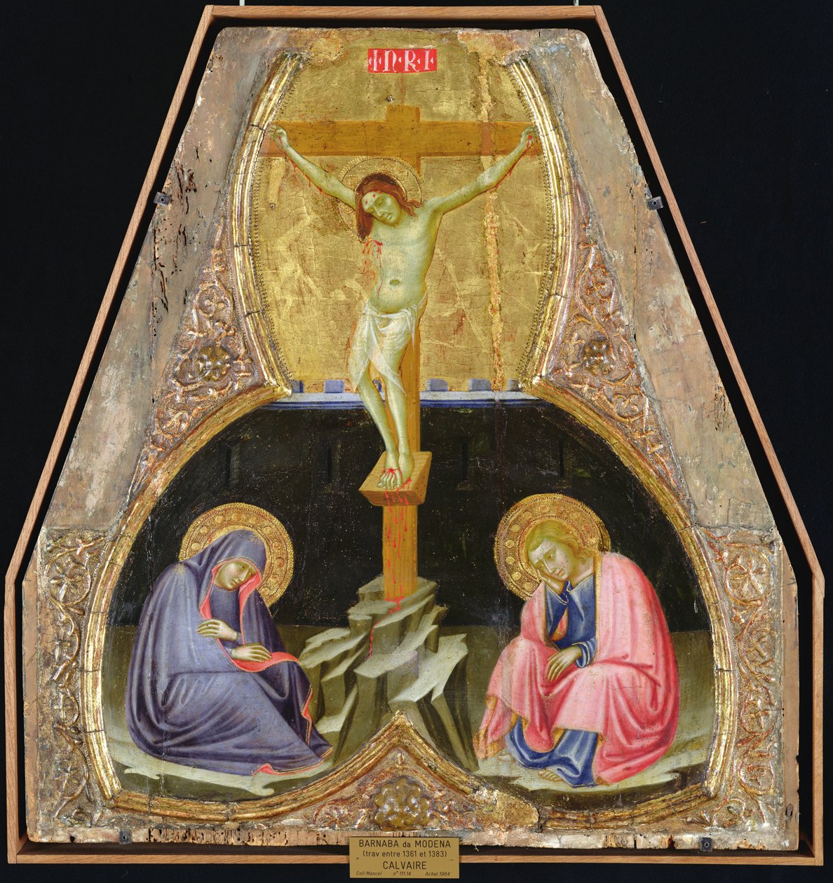 Ukřižování s Pannou Marií a sv. Janem Křtitelem (tempera na panelu) od Barnaba da Modena