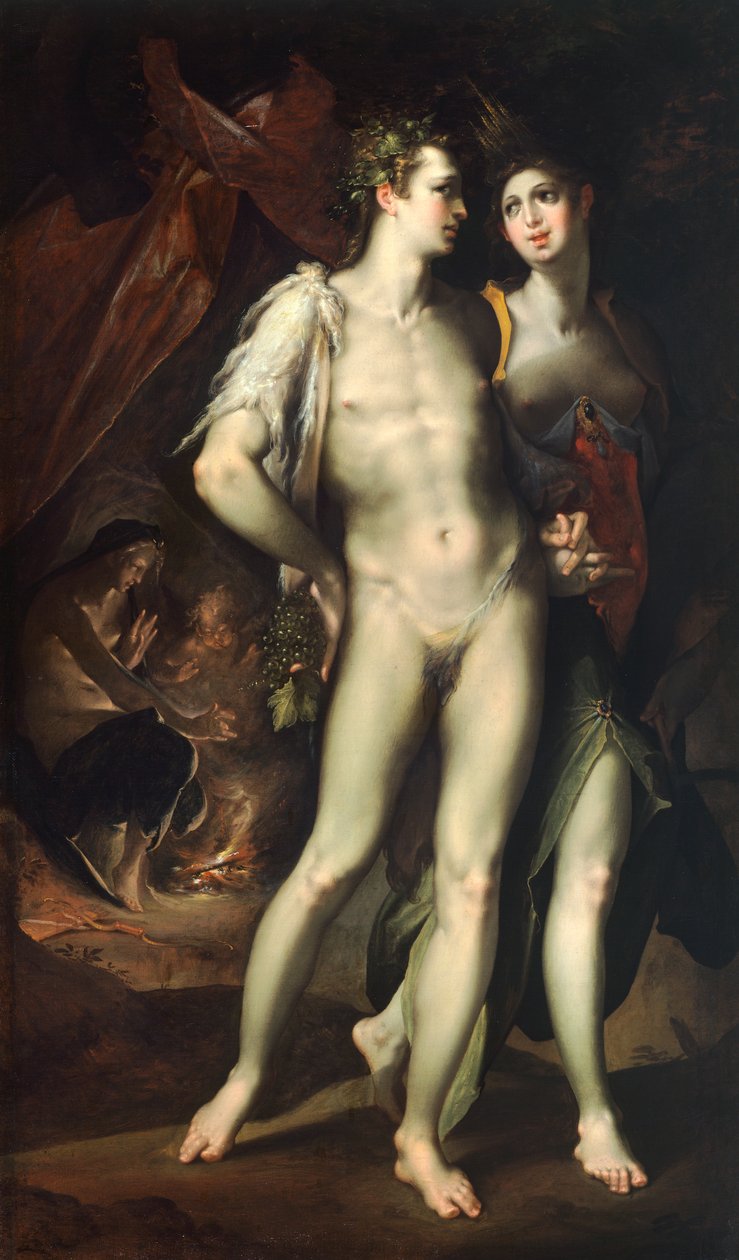 Bacchus a Ceres, Bartholomaeus Spranger (1546-1611). od Bartholomaeus Spranger