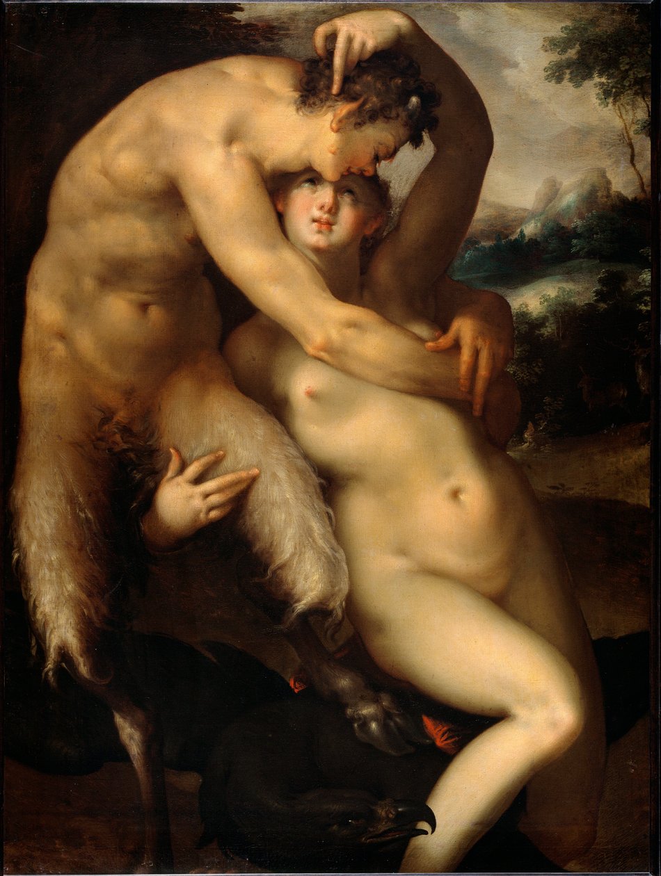 Jupiter a Antiope (malba, kolem roku 1596) od Bartholomaeus Spranger