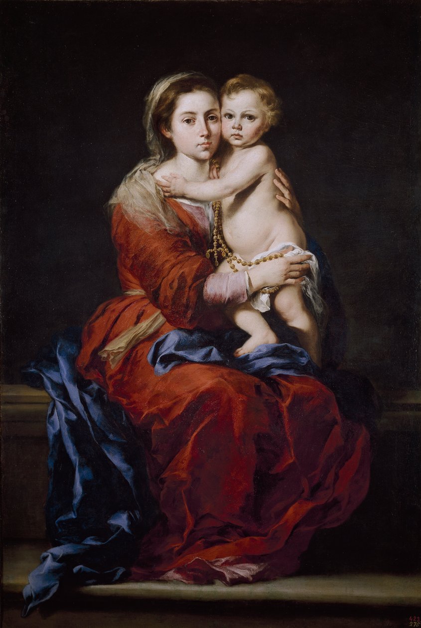 Panna a dítě s růžencem od Bartolomé Esteban Murillo