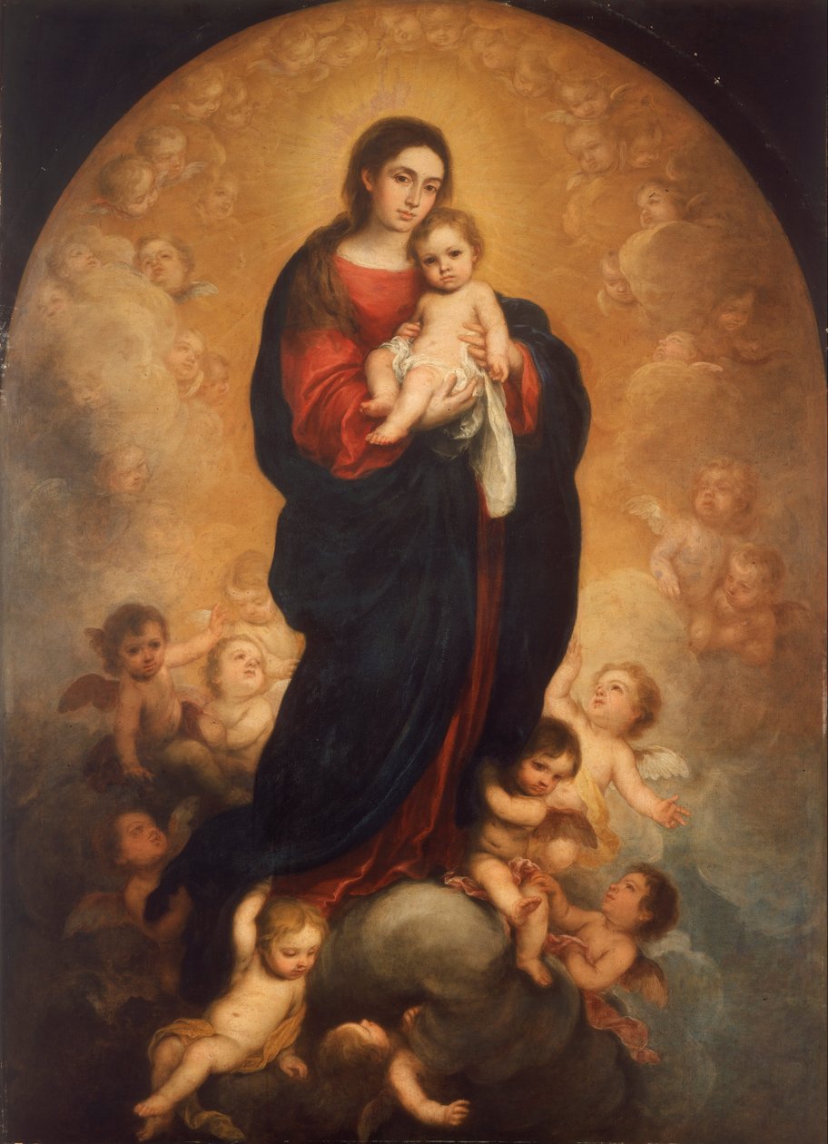 Panna s dítětem ve slávě od Bartolomé Esteban Murillo
